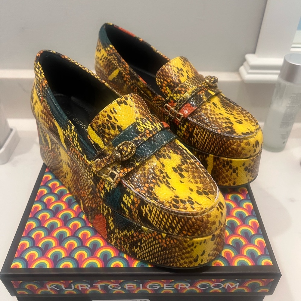 Kurt Geiger Vibrant Snake Print Loafers